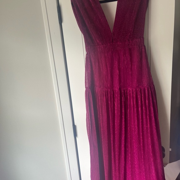 NWT $328 KARINA GRIMALDI Revolve Mernet Hot Pink Magenta Maxi Shoulder Pad Dress - Picture 7 of 13
